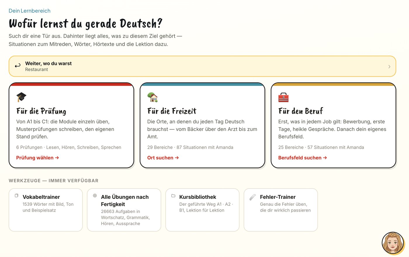 Dein Lernbereich: Prüfung, Freizeit oder Beruf